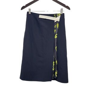 3.1 Phillip Lim Cutaway Pencil Fluorescent Yellow Navy Skirt Size 2